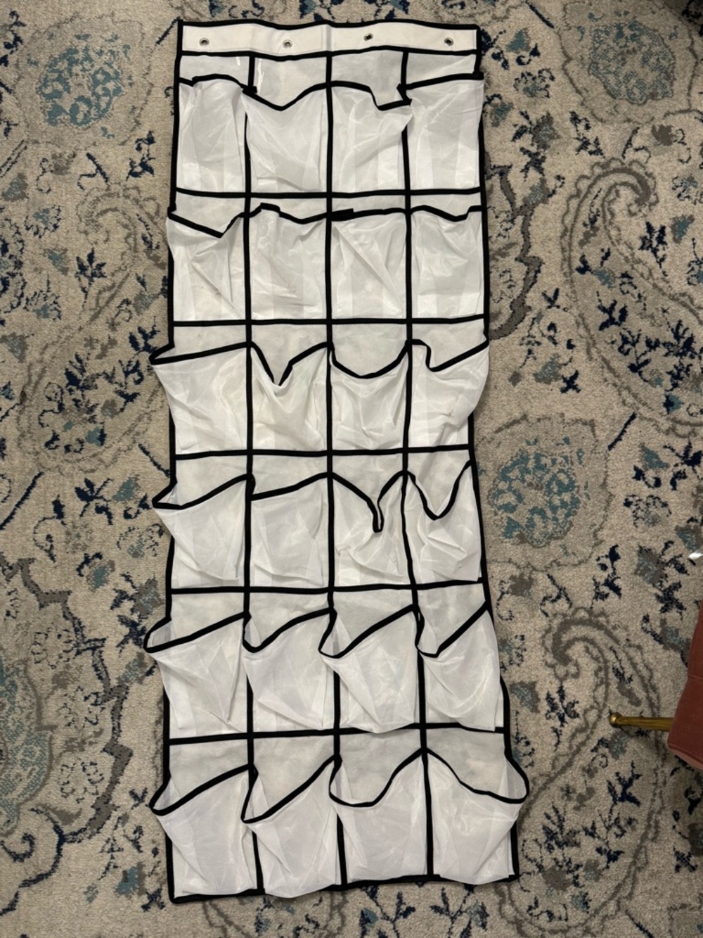 Over-the-Door 24-Pocket Mesh Organizer - White with Black Trim